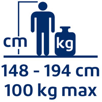 Height 148 to 194 cm | Weight up to 100 kg