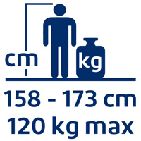 Height 158 to 173 cm | Weight up to 120 kg