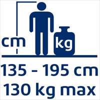 Height 135 to 195 cm | Weight up to 130 kg